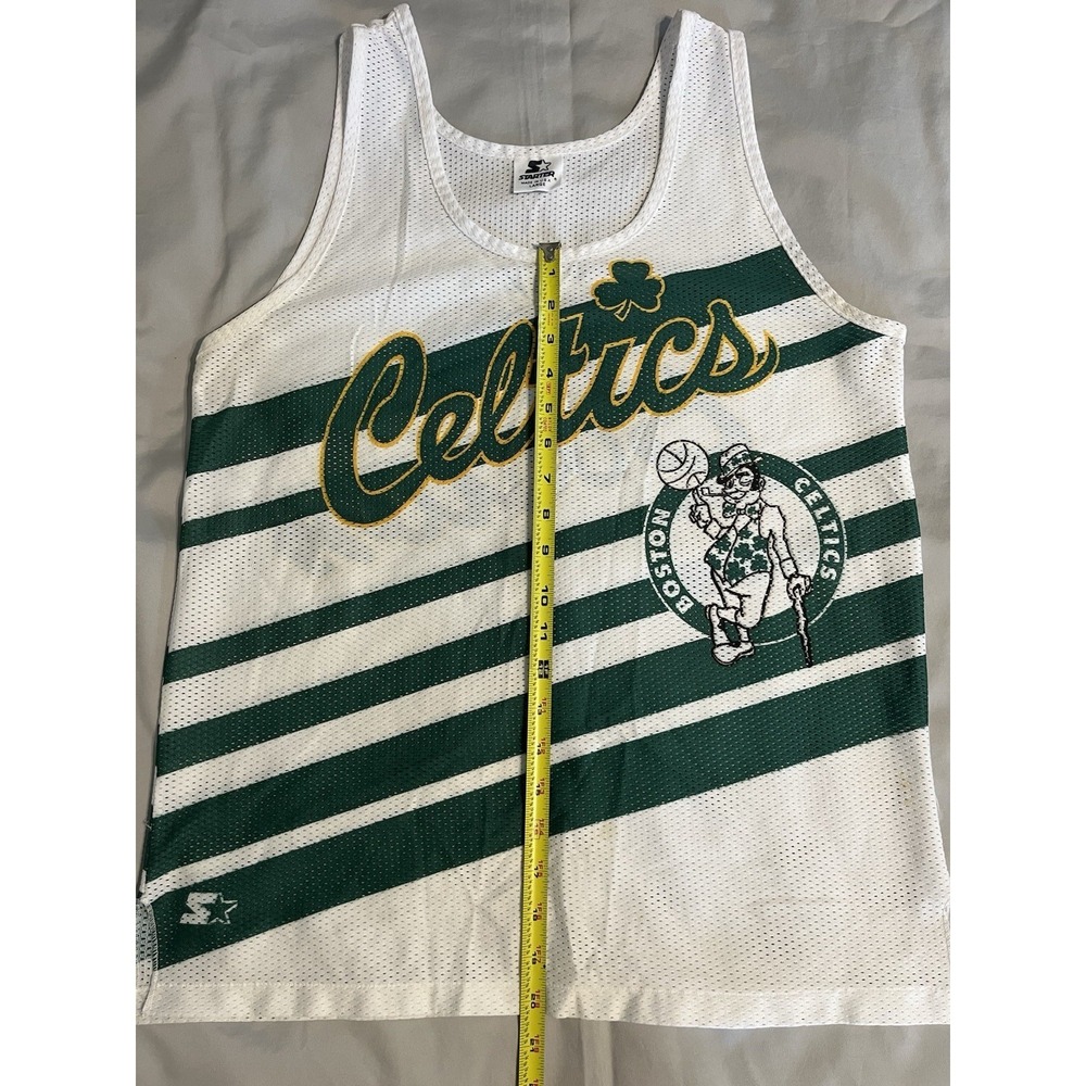 Vintage Boston Celtics Jersey Starter Mesh Tank Top Striped Made In USA White L - Picture 4 of 14